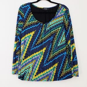 Style & Co Chevron Long Sleeve Blouse Size 1X